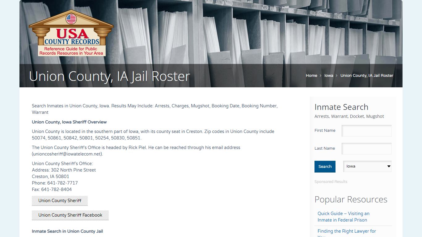 Union County, IA Jail Roster | Name Search