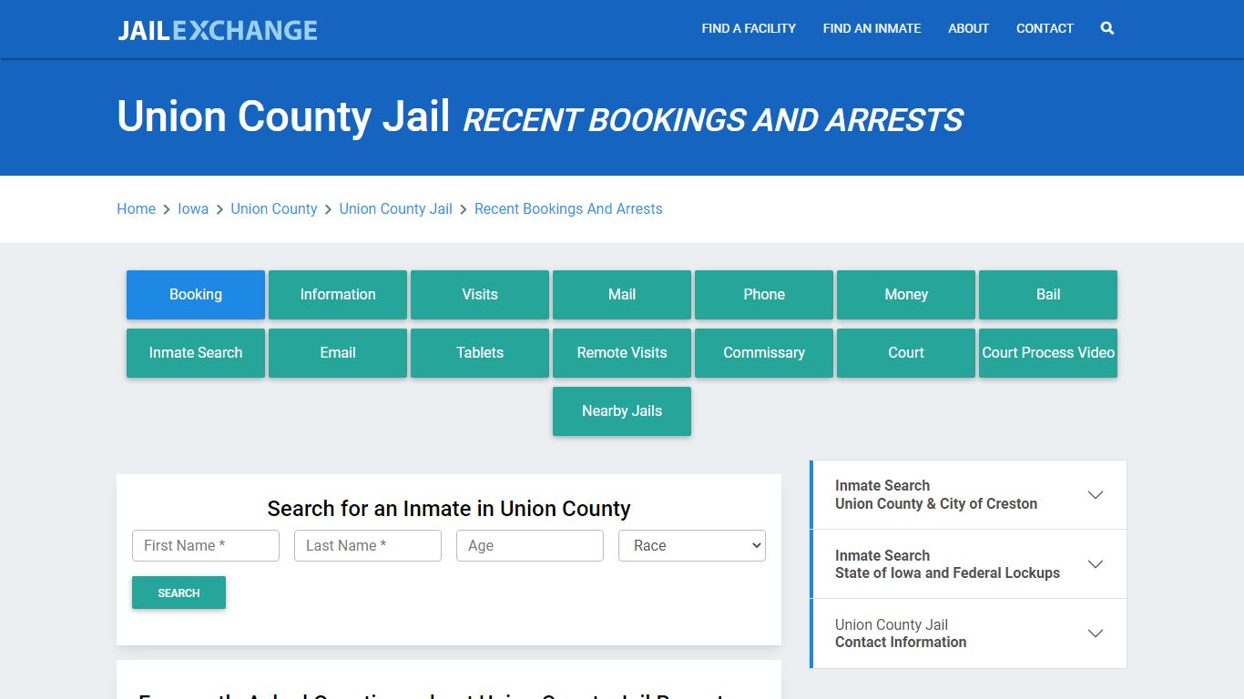 Union County Jail IA Recent Arrests and Bookings - Jail Exchange